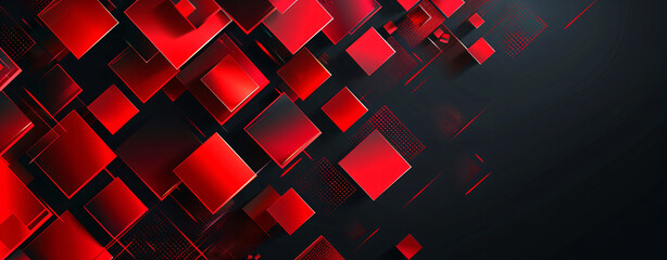 Red geometric background with red squares and shapes, vector illustration in the style of dark color palette, isometric perspective, high resolution, hyper quality,