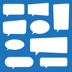 Set of speech bubbles. Speak bubble text, cartoon chatting box, message box. Blank empty speech bubbles.