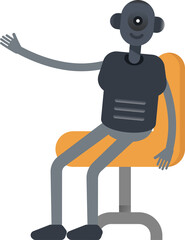 Robot Character Sitting on Office Chair
