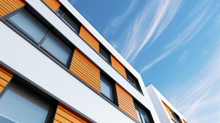 Obraz premium Energy-efficient building with thermal insulation panels in place, highlighting advanced construction techniques and heat protection features