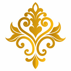 Elegant Golden Baroque Ornament Vector Illustration on White