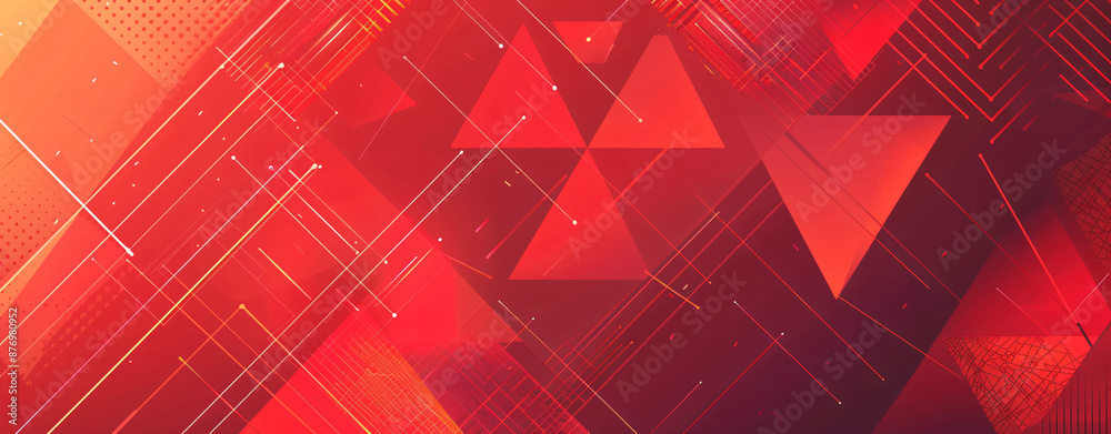 Fototapete red geometric background with red squares and shapes, vector illustration in the style of dark color