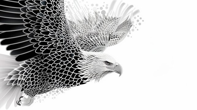 A detailed eagle outline suitable for black and white coloring books, characterized by its clean lines and easy-to-follow design. This image offers a relaxing and rewarding coloring experience for