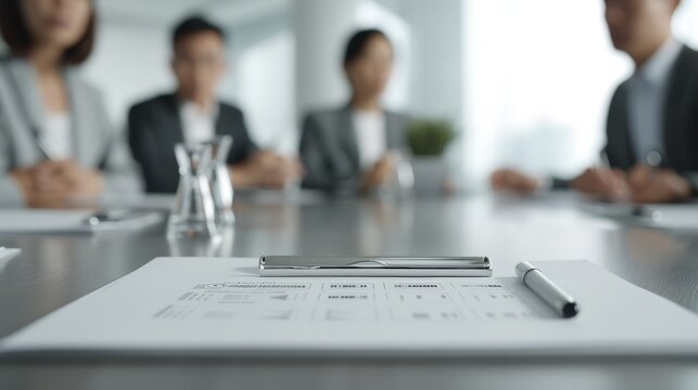 Corporate team meeting, structured discussion, clear roles and responsibilities, professional and modern setting