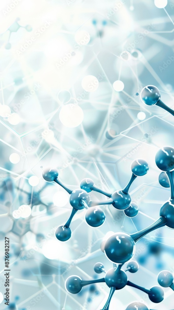 Poster Abstract molecular structure with light network. Ideal for medical and scientific backgrounds. Concept of healthcare and technological innovation.