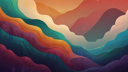 abstract illustration that combines organic forms and a gradient color scheme, evoking a sense of harmony and natural progression