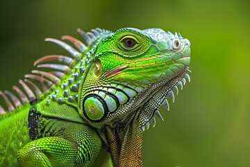 Fototapeta premium Portrait photograph of a green iguana 3