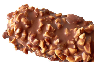 Fragment of a sweet chocolate bar isolated on a white background