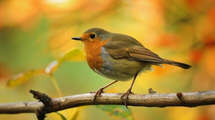 A robin perched on a branch, wings slightly spread as it prepares for flight.