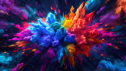 Obraz premium Vivid Color Explosion in Space A Spectacular Burst of Multicolored Clouds