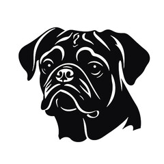 Pug dog face,  cartoon logo vector mascot character