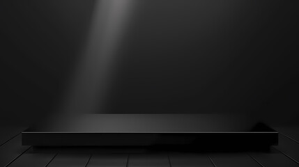 Obraz premium Minimalist black platform under dramatic lighting, perfect for product displays or presentations.
