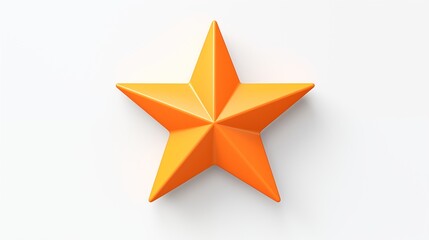 Obraz premium Shiny Orange Five-Pointed Star on a White Background