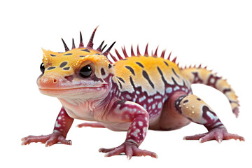 Obraz premium A Vibrant Gecko Poses Against A White Background on a White or Clear Surface PNG Transparent Background.