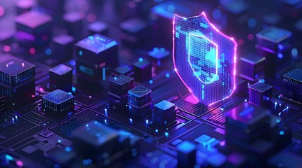 Fototapeta premium Digital Shield in a Cybersecurity Environment