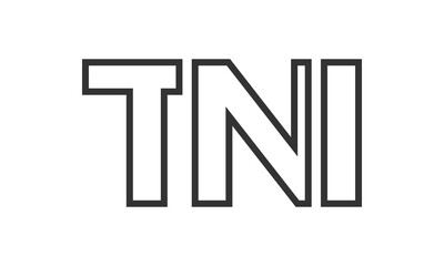TNI logo design template with strong and modern bold text. Initial based vector logotype featuring simple and minimal typography. Trendy company identity.