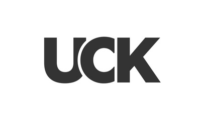 UCK logo design template with strong and modern bold text. Initial based vector logotype featuring simple and minimal typography. Trendy company identity.