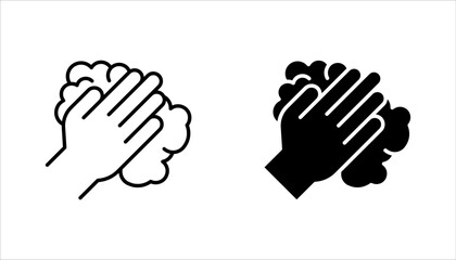 Obraz premium foam Cream on hand line icon set, simple skin cleanser flat design vector pictogram, vector illustration on white background