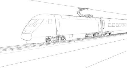modern locomotive sketch symbol 3d illustration