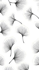Chinese ginko jeaves pattern drawing sketch.