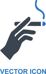 Hand holding a cigarette icon