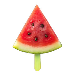 Water melon slice on stick On transparent background