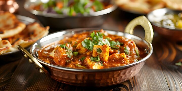 Delicious paneer bater masala dish at a traditional Indian eatery. Concept Indian Cuisine, Paneer Recipes, Traditional Dishes, Restaurant Dining, Flavorful Curries