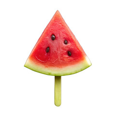Water melon slice on stick On transparent background