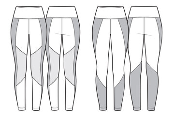 Flat sketch set of leggings flat sketch