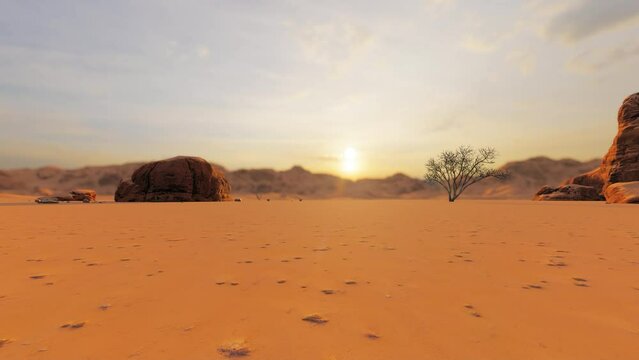  Land desertification and arid barren desert landscape