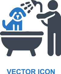 Person bathing their dog icon