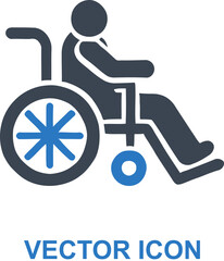 Elderly wheeled in a wheelchair icon