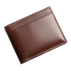 A premium brown leather wallet with multiple card slots. isolated on a white background.