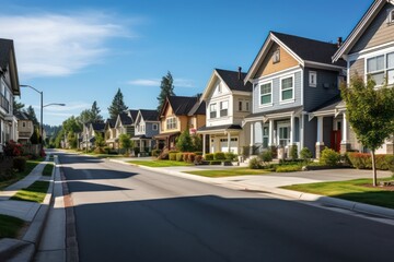 Obraz premium American urbanism suburb street house.