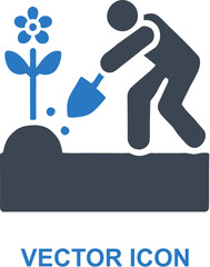 Planting beautiful flowers icon