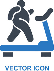 Overweight person exercising on a treadmill icon