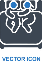 Overweight couple sleeping in bed icon