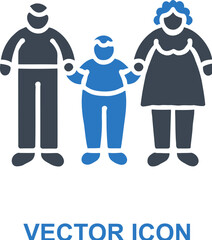 Overweight child with parents icon