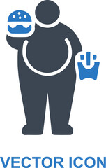 Overweight person eating fast food icon