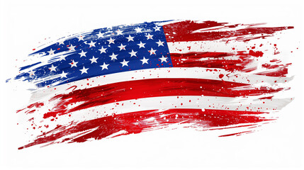 brush paint stroke of USA flag theme, isolated on white background