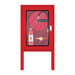 Fire Extinguisher Cabinet. Vector Illustration Isolated on White Background. 