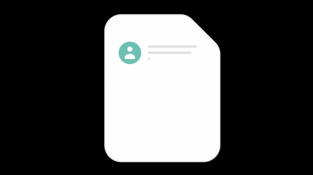Profile document of a person, resume, curriculum vitae, animated footage