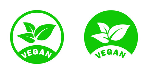 Vector illustration of vegan leaf icons in green, perfect for vegan and organic product designs.