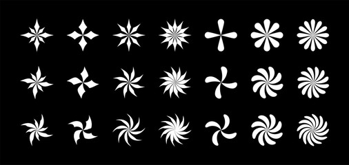 Y2k abstract shapes and figures. decorative elements for graphic design, trendy brutalist forms in 2000s aesthetics. Vector illustration.