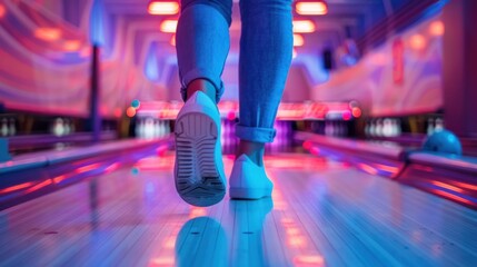 Bowling Alley Action: A Blur of Motion and Neon Lights