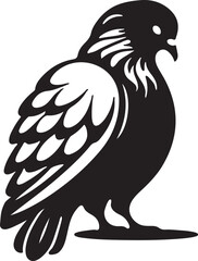 Pigeon silhouette Vector art illustration white background.