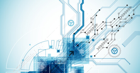 CPU concept. Circuit board. Technology background. Hand drawn vector.
