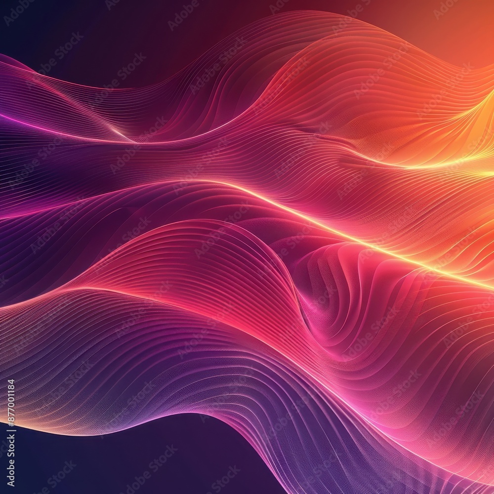 Poster Abstract colorful waves of light blending in a dynamic and vibrant pattern, creating a mesmerizing and futuristic visual effect.