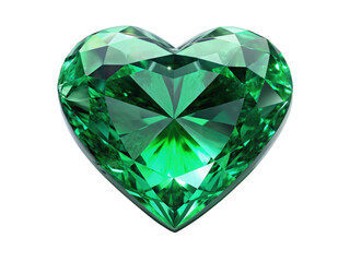 Fototapeta premium beautiful emerald in the shape of a heart on a transparent background. Generative AI