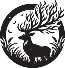 Obraz premium A graceful deer, with soft eyes and nimble steps, embodies woodland tranquility and natural elegance, perfect for wildlife admirers and serene countryside explorers. 